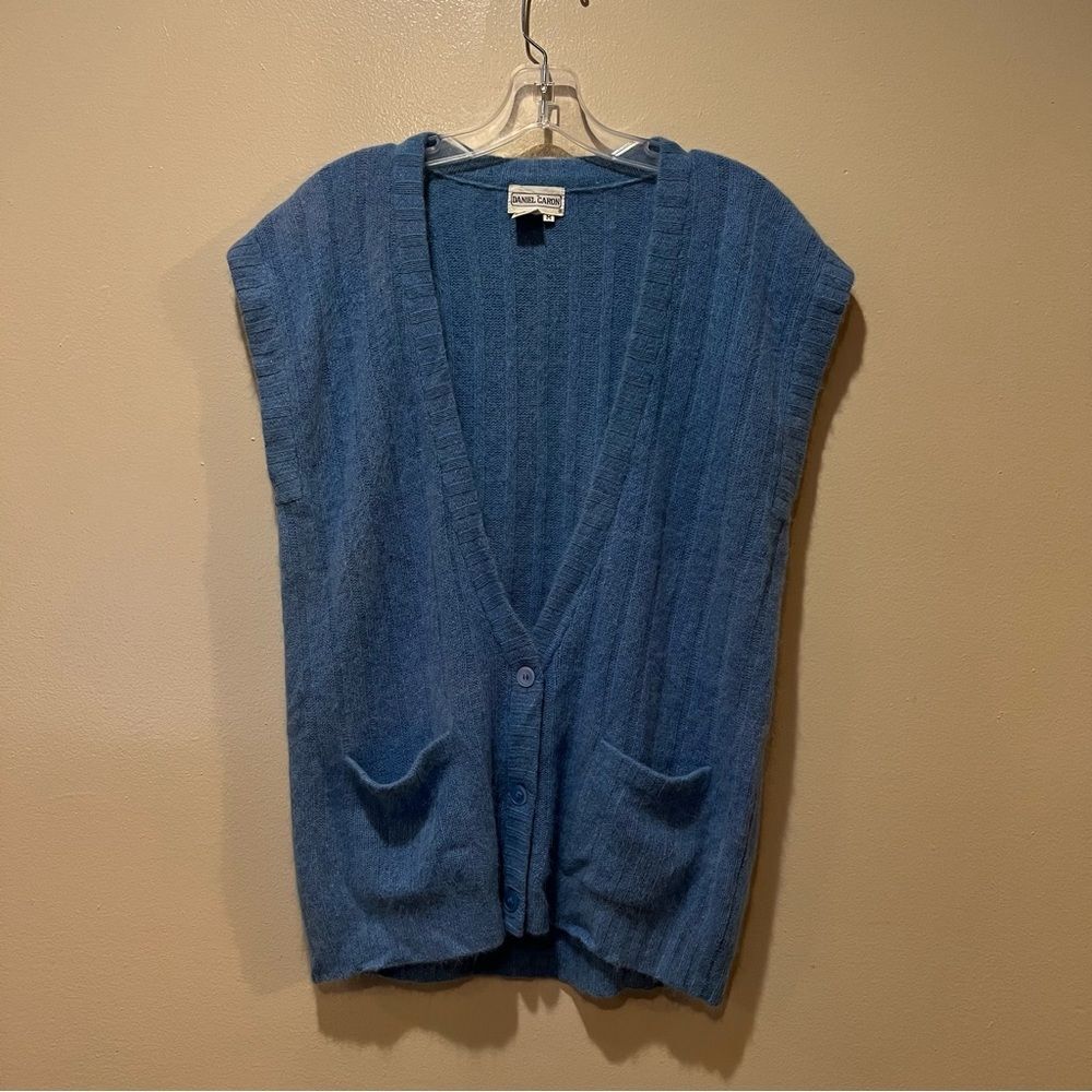 Vintage Angora & Lambswool Sleeveless Cardigan / Vest Size M